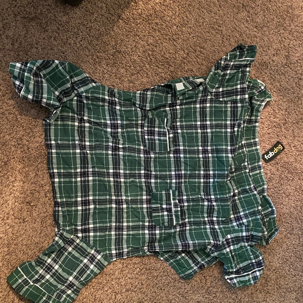 Fab dog green flannel matching pajamas
